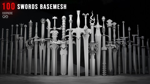 100 Medieval Sword Basemesh - Clean UV