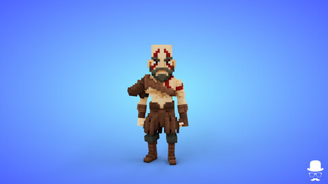 Barbarian Voxel Character - 3D Fantasy Game Asset