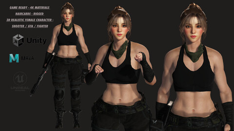 AAA 3D REALISTIC FEMALE CHARACTER - GUN SHOOTER/MILITARY/GTA 03