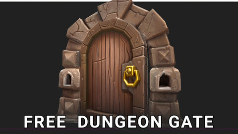 Free - Dungeon Gate - with a wooden door