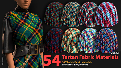 54 Tileable Tartan Fabric Materials-VOL43 SBSAR, PBR