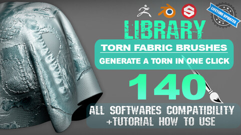 140 TORN FABRIC for Zbrush Blender and Substance Painter + Tutorial for Substance Painter Blender and ZBrush - [Watch trailer before buy]