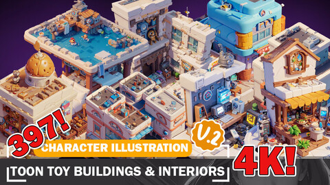 397 Various Toon Toy Building and Interiors Reference Image Pack V2 4K