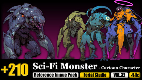 210 Sci-Fi Monster - Cartoon Character Reference Image Pack v.32 |4K|