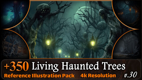 350 Living Haunted Trees Reference Pack | 4K | v.30