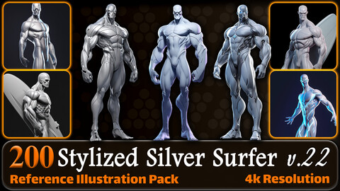 200 Stylized Silver Surfer Reference Pack | 4K | v.22