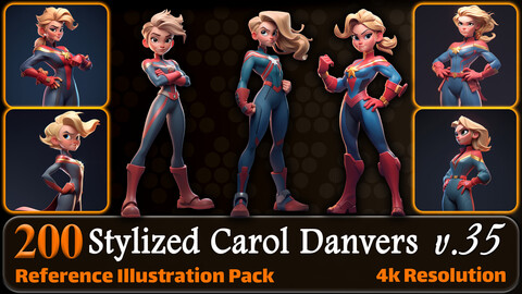 200 Stylized Carol Danvers Reference Pack | 4K | v.35