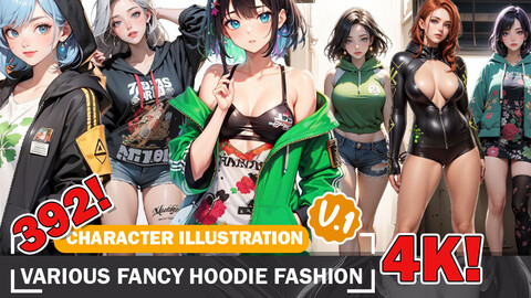 392 Anime Fancy Hoodies Fashion Diverse Reference Art Pack V1 4K