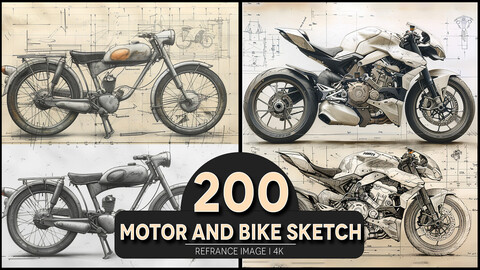 Motor and Bike Sketch 4K Reference/Concept Images