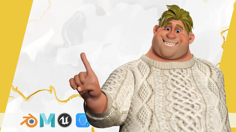 3D model Funny fat man character winter style