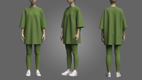 Female T-Shirt And Legging 3D Model