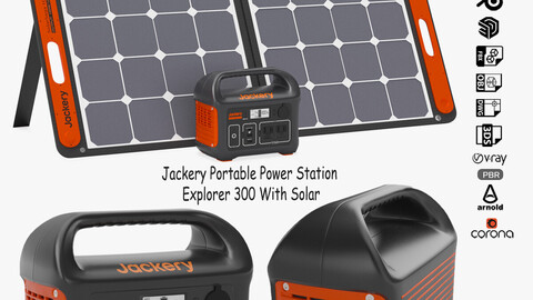 Jackery Portable Power Station Explorer 300 With Solar | 3D Model