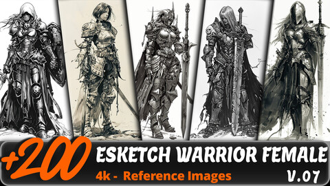 ESKETCH WARRIOR FEMALE VOL. 07/ 4K/ Reference Image