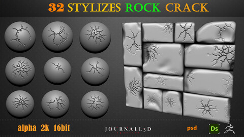 32 stylized rock crack