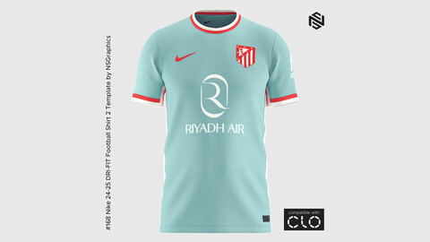 Nike 24-25 DRI-FIT Football Shirt 2 Template for CLO 3D & Marvelous Designer