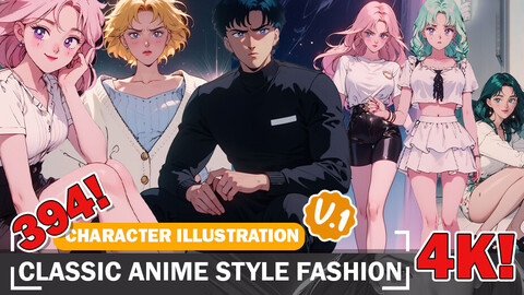 394 Classic Anime Style Fashion Characters Reference Image Pack V1 4K