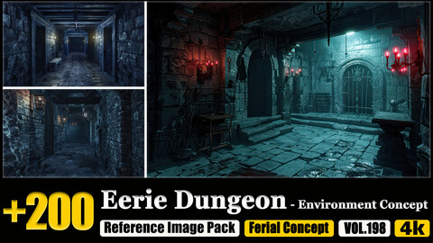 200 Eerie Dungeon - Environment Concept Reference Image Pack v.198 |4K|