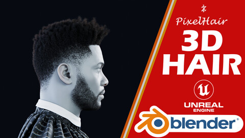 PixelHair Hairstyle - The Weeknd Afro 009 (Hair for blender/ unreal engine / metahuman) Afro hair | Kinky hair | 4c Hair | African / African American Hair