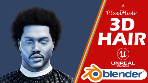 PixelHair Hairstyle - The Weeknd Afro 011 (Hair for blender/ unreal engine / metahuman) Afro hair | Kinky hair | 4c Hair | African / African American Hair