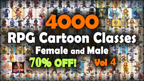 4000 RPG Cartoon Classes and Characters (Full Body) Reference Pack | MEGA Bundle | 4K | v.4