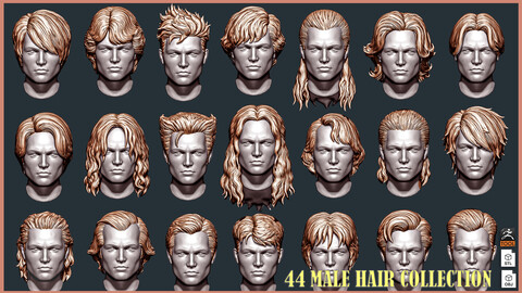 44- Male hair collection ZTL+OBJ+STL VOL-2