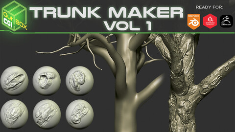 10 Tree Bark Details VOL1.0 – High-Quality Brushes Textures for Zbrush Blender and Substance Painter