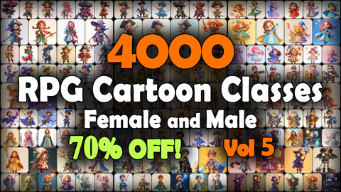 4000 RPG Cartoon Classes and Characters (Full Body) Reference Pack | MEGA Bundle | 4K | v.5