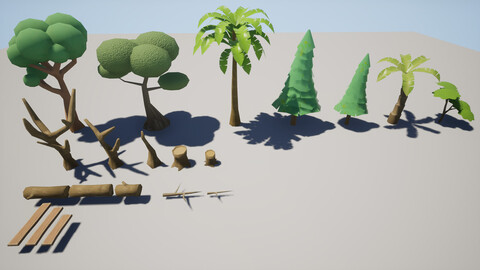 Stylized foliage mobile game ready assets