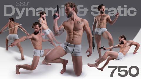 Male Dynamic and Static 750 Pose Reference Images [360° rotatable Images] (-20% coupon code in desc.)