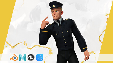 Cartoon Police Officer in Uniform