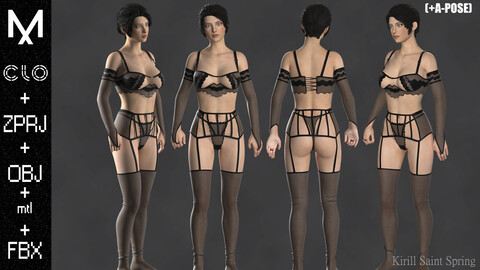 New Outfit Marvelous designer/Clo3d OBJ mtl FBX ZPRJ + A-POSE