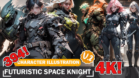 394 Futuristic Cyberpunk Space Knights Diverse Outfits Intricate Designs and Reference Art V2 4K