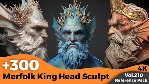 +300 Merfolk King Head Sculpt Reference (4k)