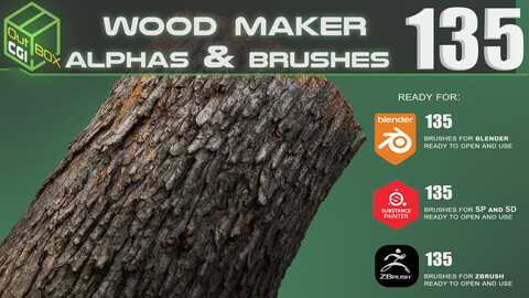 Effortless Wood Creator: 135 Brushes & Stencils for ZBrush, Blender & Substance Painter