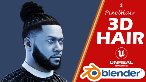 PixelHair Hairstyle - Burna Boy Taper Dreads 017 (Hair for blender/ unreal engine / metahuman) Afro hair | Kinky hair | 4c Hair | African / African American Hair