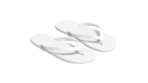 White Beach Slippers - pair of flip-flop rubber sandals