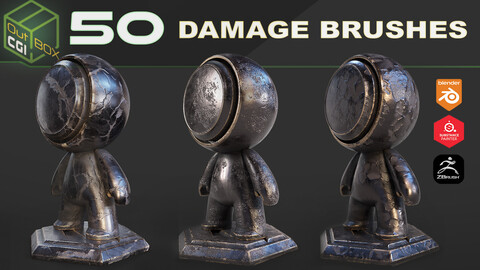 50 Damage Brushes for Blender Zbrush & Substance Painter