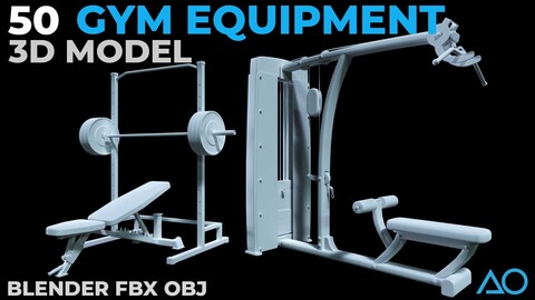 50 Gym Equipment 3D Model (Blender-OBJ-FBX)