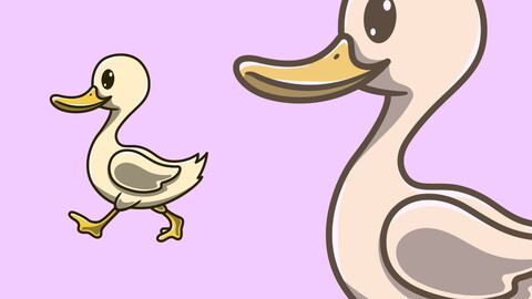 cute duck walking cartoon