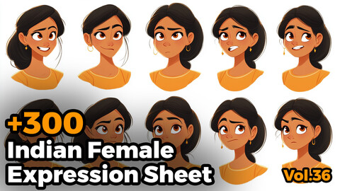 +300 Indian Female Expression Sheet(4k)