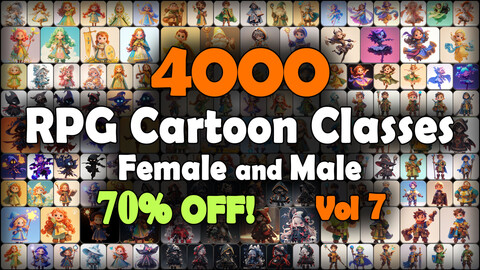 4000 RPG Cartoon Classes and Characters (Full Body) Reference Pack | MEGA Bundle | 4K | v.7