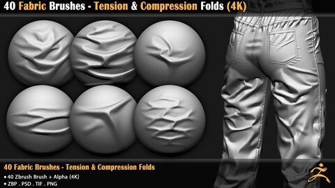 40 Fabric Brushes - Tension & Compression Folds