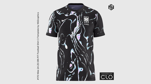 Nike 24-25 DRI-FIT Football Shirt 3 Template for CLO 3D & Marvelous Designer