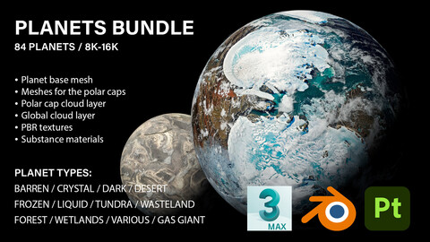 Planets Bundle - 84 Models / 8K-16K (Free Sample)