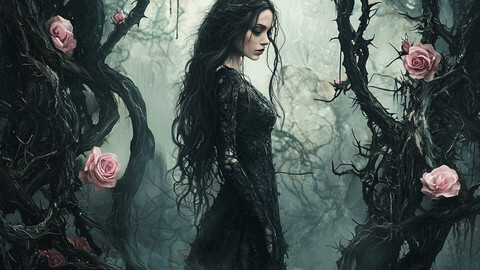 Ensnared in Elegance: A Maiden Among Thorned Roses 3