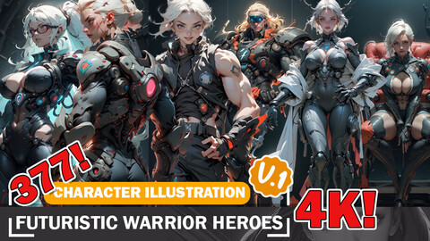 377 Anime Futuristic Warrior Heroes Diverse Outfit Character Design Reference Art V1 4K