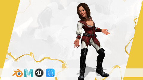 pirate Stylized Female Hero Medieval Warrior in Fantasy Costume