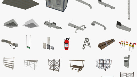 industrial warehouse pack 3D model