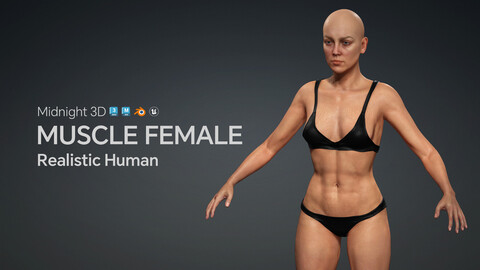 M3D Realistic Human Base Mesh - Muscular Female