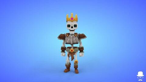 Voxel Skeleton Warrior 3 - 3D Fantasy Character Game Asset